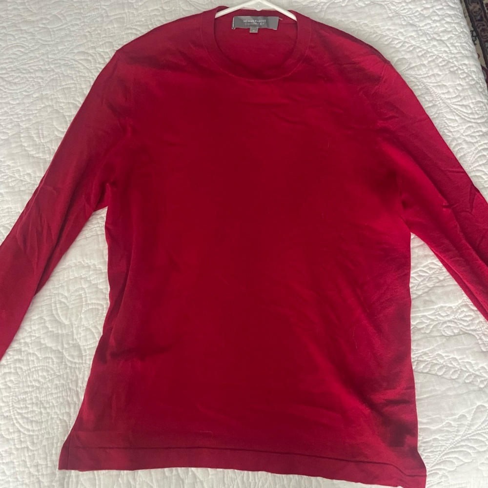 Mens Neiman Marcus Red Cashmere and Silk Blend Sweater